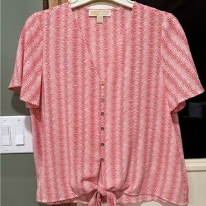 MICHAEL Michael Kors red Wave Button-Down Blouse